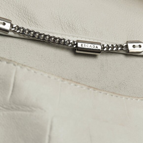 Escada Lilly Off-White Croc-Embossed Leather Panelled Jacket - Picture 8 of 11